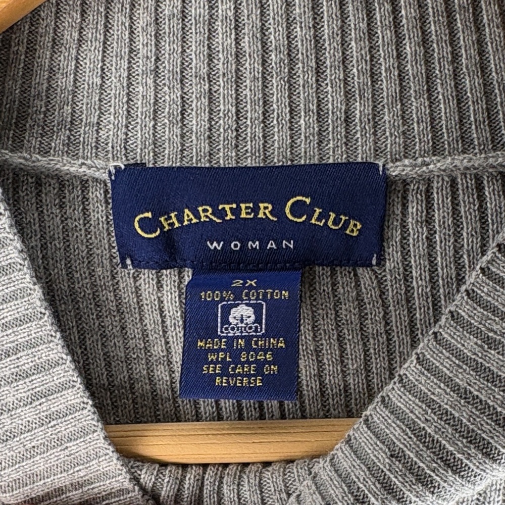 Charter Club Women’s Gray and Black Crewneck Sweater | Office NWT Basic - Picture 2 of 7